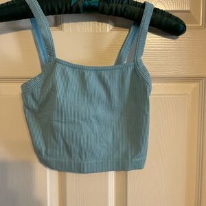 Colsie Ribbed Crop Tank Bralette Sage Blue Size Small